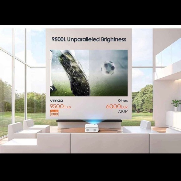 VIMGO Mini Projector, Full HD 1080p 9500Lux Mini Projector Wireless - Picture 2 of 6